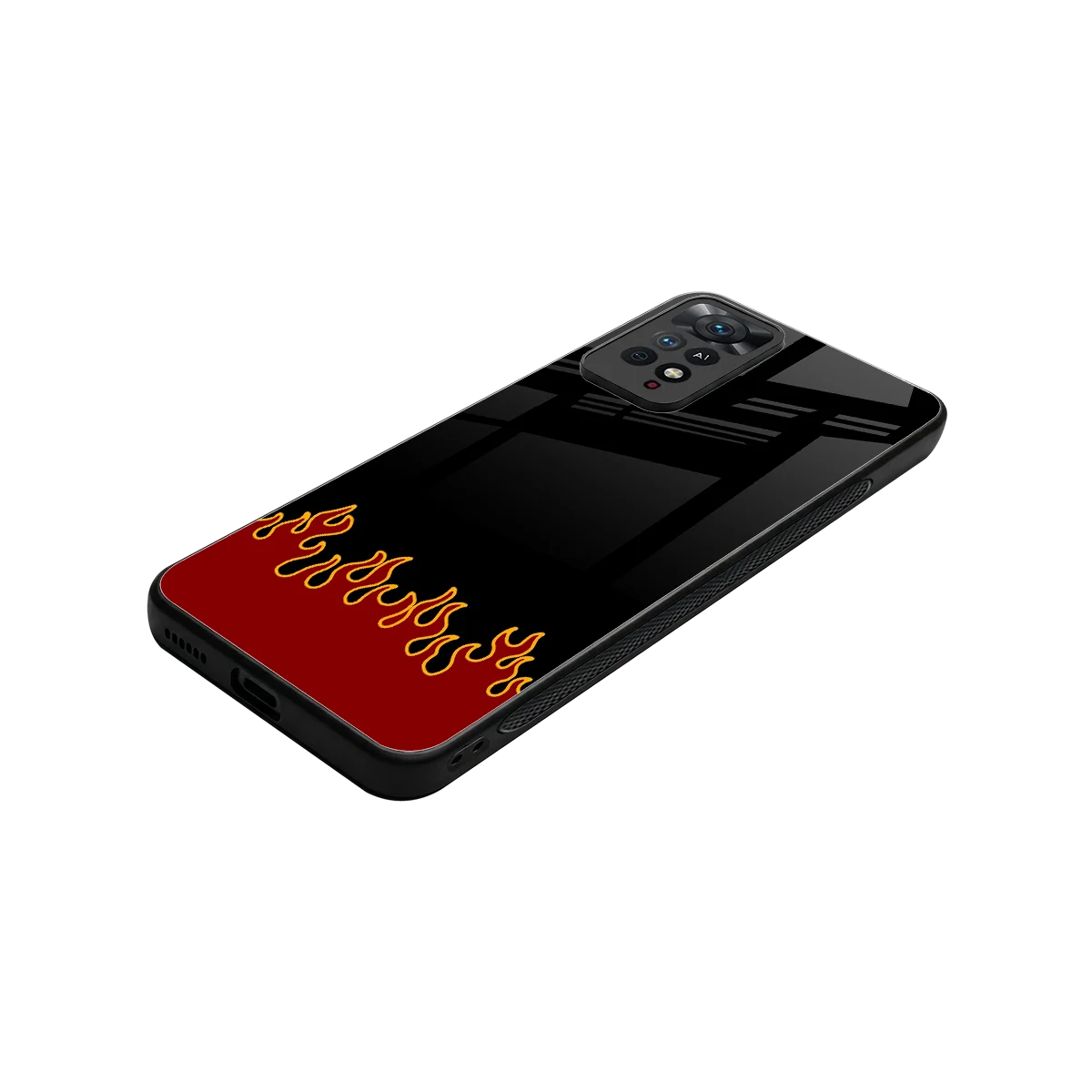 Retro Red Flames stylish phone case for redmi note 11 pro | glossy glass and slim fit