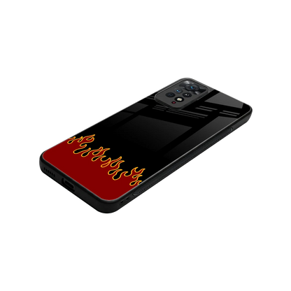 Retro Red Flames stylish phone case for redmi note 11 pro | glossy glass and slim fit