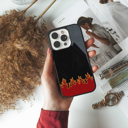 Retro Red Flames Phone Case for Iphone 16 | Glass Case