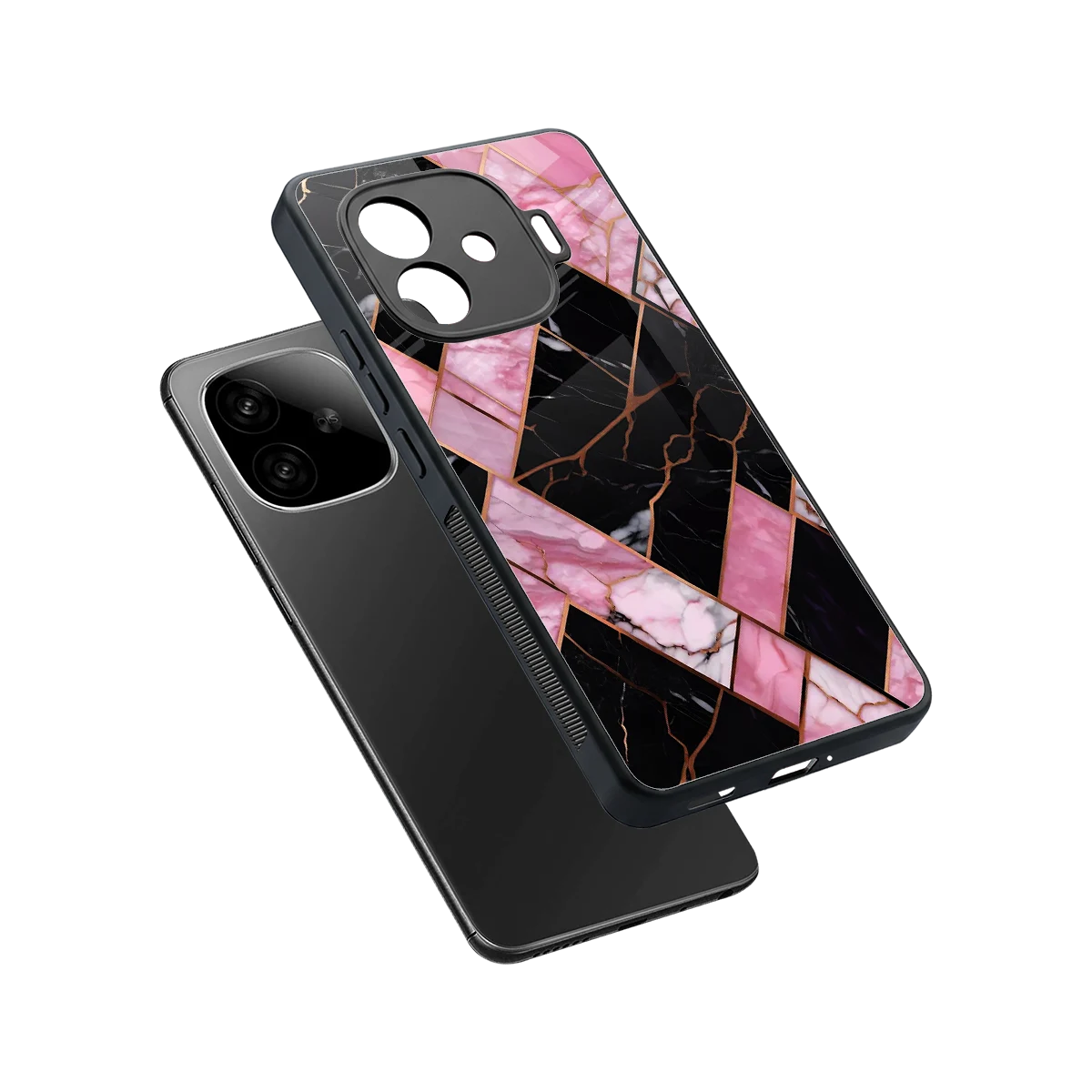 Rose Luxe sleek iqoo neo 10r 5g cover with tempered glass back and TPU edges