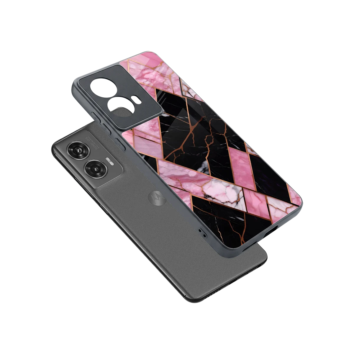 Rose Luxe sleek motorola edge 50 fusion cover with tempered glass back and TPU edges