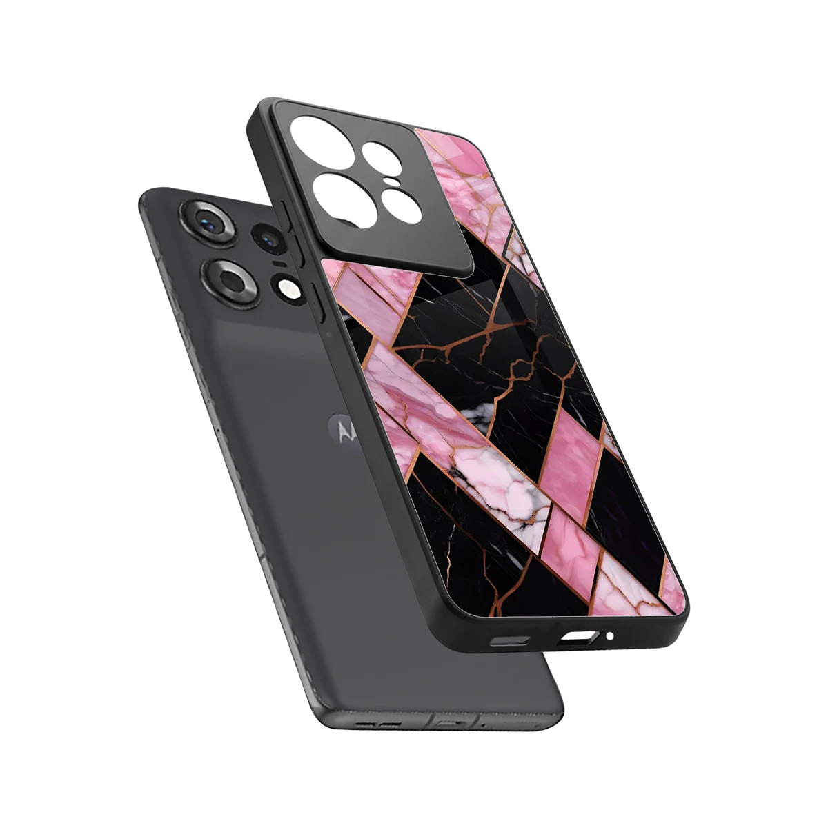 Rose Luxe sleek motorola edge 50 pro cover with tempered glass back and TPU edges