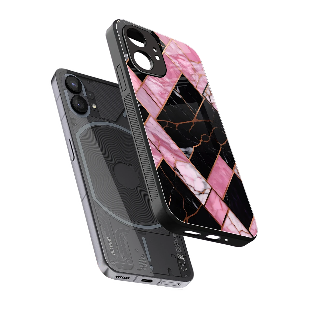 Rose Luxe sleek nothing phone 1 cover with tempered glass back and TPU edges