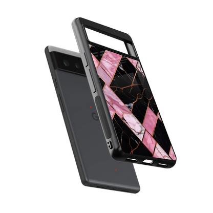Rose Luxe sleek google pixel 6a cover with tempered glass back and TPU edges