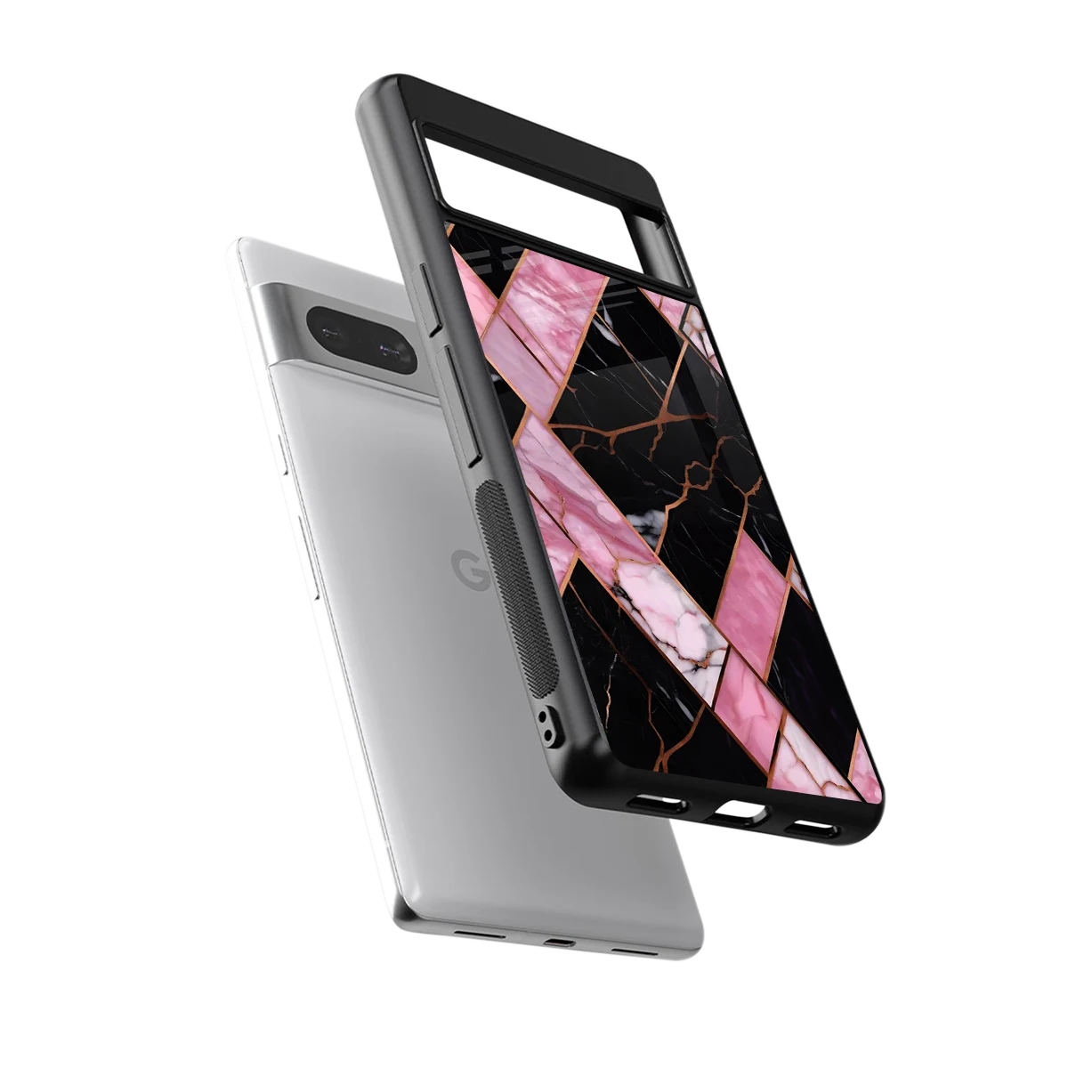 Rose Luxe sleek google pixel 7a cover with tempered glass back and TPU edges