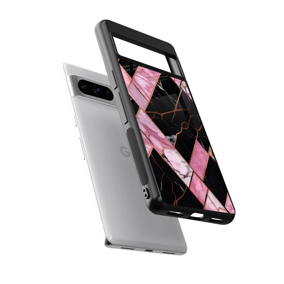 Rose Luxe sleek google pixel 8 pro cover with tempered glass back and TPU edges