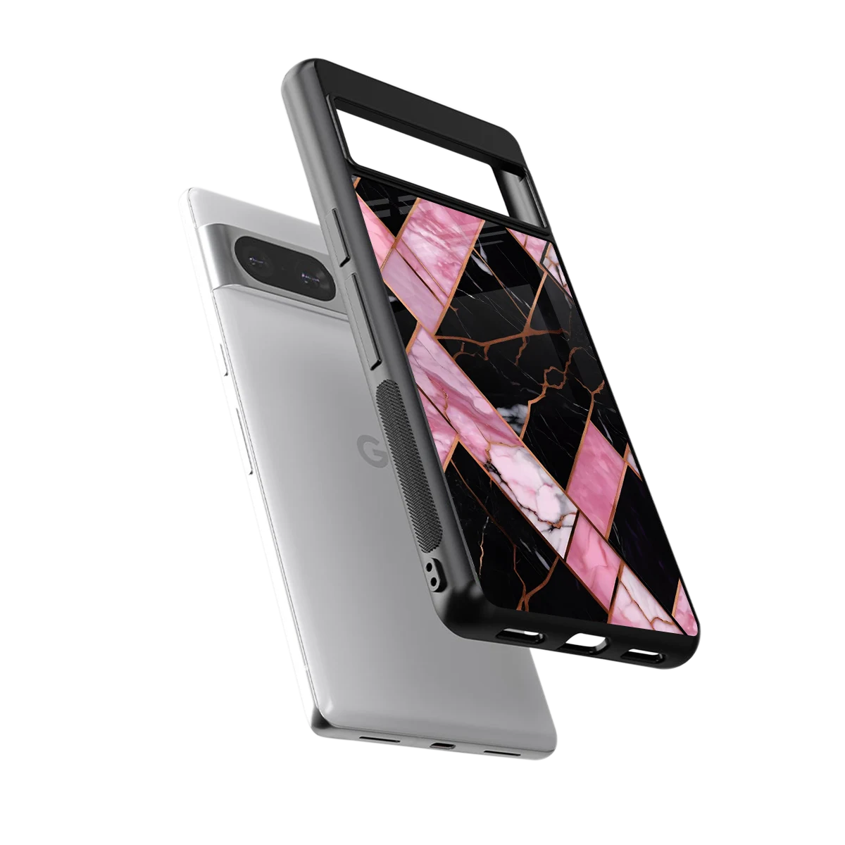 Rose Luxe sleek google pixel 8 cover with tempered glass back and TPU edges