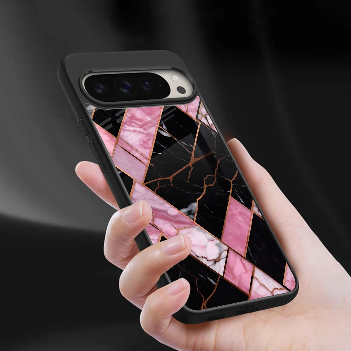 Rose Luxe sleek google pixel 9 pro xl cover with tempered glass back and TPU edges
