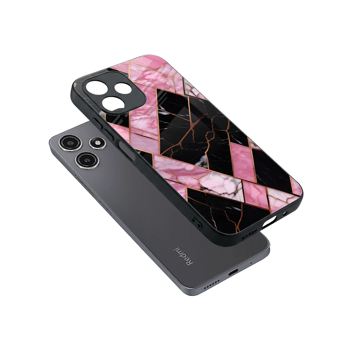 Rose Luxe sleek redmi 12 5g cover with tempered glass back and TPU edges