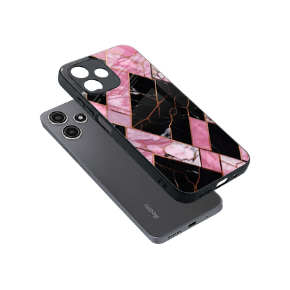 Rose Luxe sleek redmi 12 5g cover with tempered glass back and TPU edges