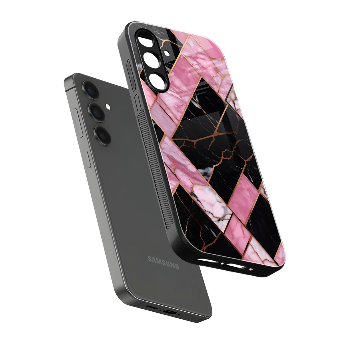 Rose Luxe sleek samsung galaxy a55 5g cover with tempered glass back and TPU edges