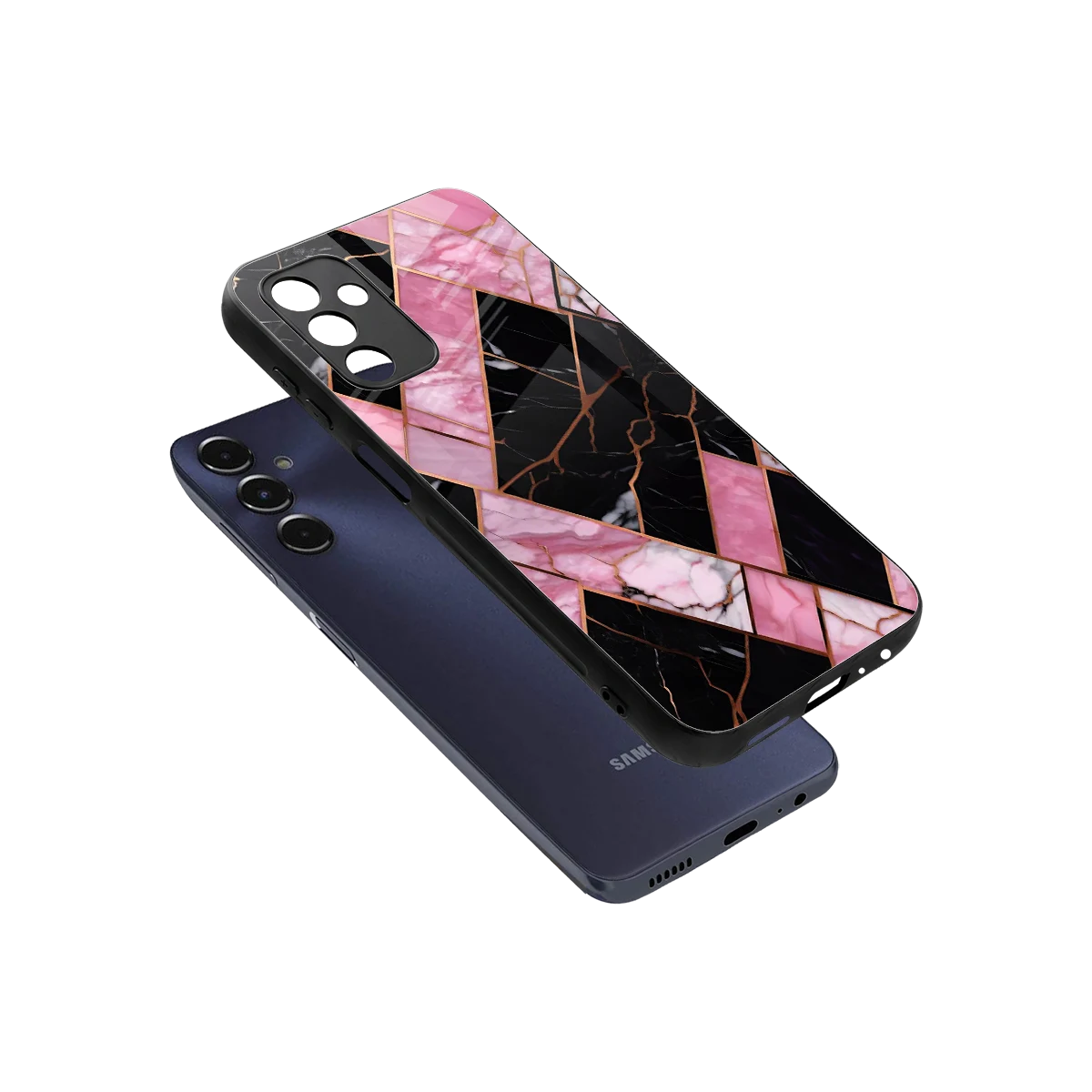 Rose Luxe sleek samsung galaxy m14 5g cover with tempered glass back and TPU edges
