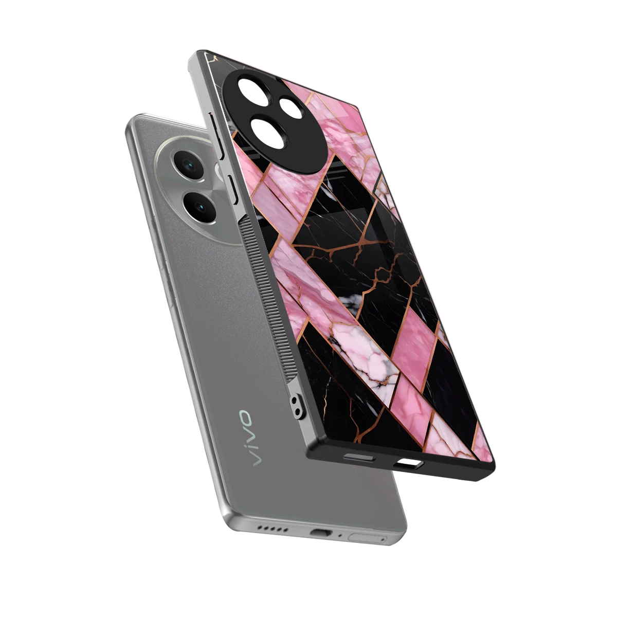 Rose Luxe sleek vivo v30e cover with tempered glass back and TPU edges
