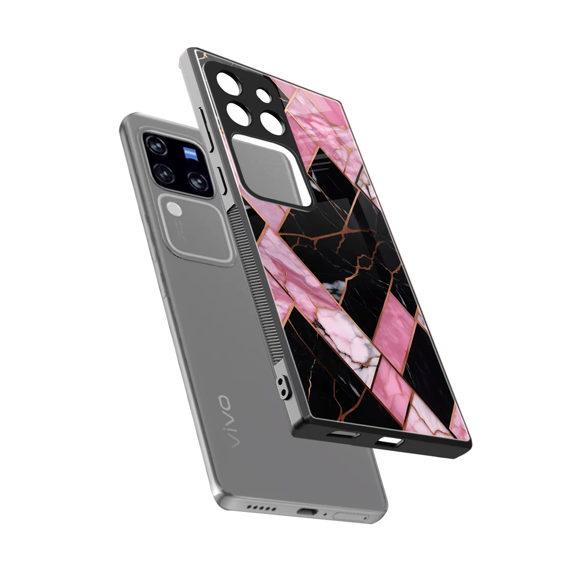 Rose Luxe sleekvivo v30 pro cover with tempered glass back and TPU edges