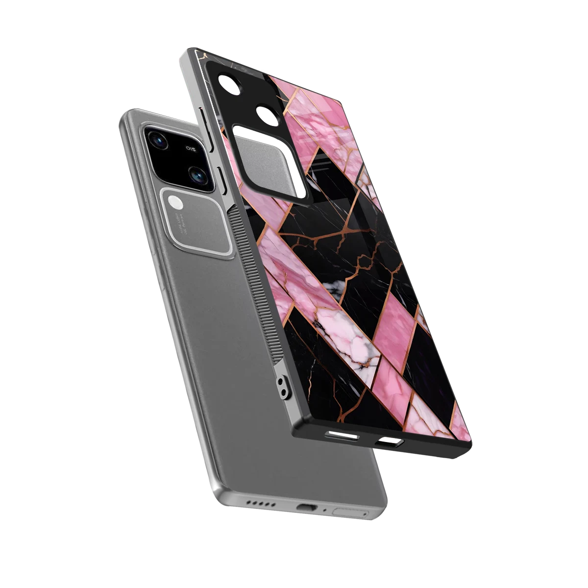 Rose Luxe sleek vivo v30 cover with tempered glass back and TPU edges