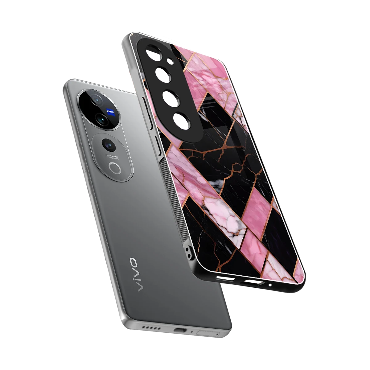 Rose Luxe sleek vivo v40 pro cover with tempered glass back and TPU edges