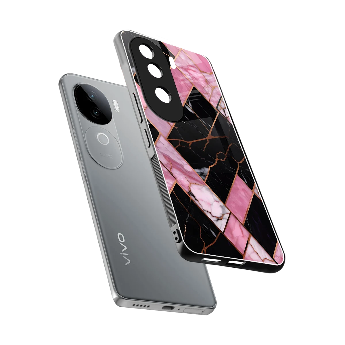 Rose Luxe sleek vivo v40e cover with tempered glass back and TPU edges