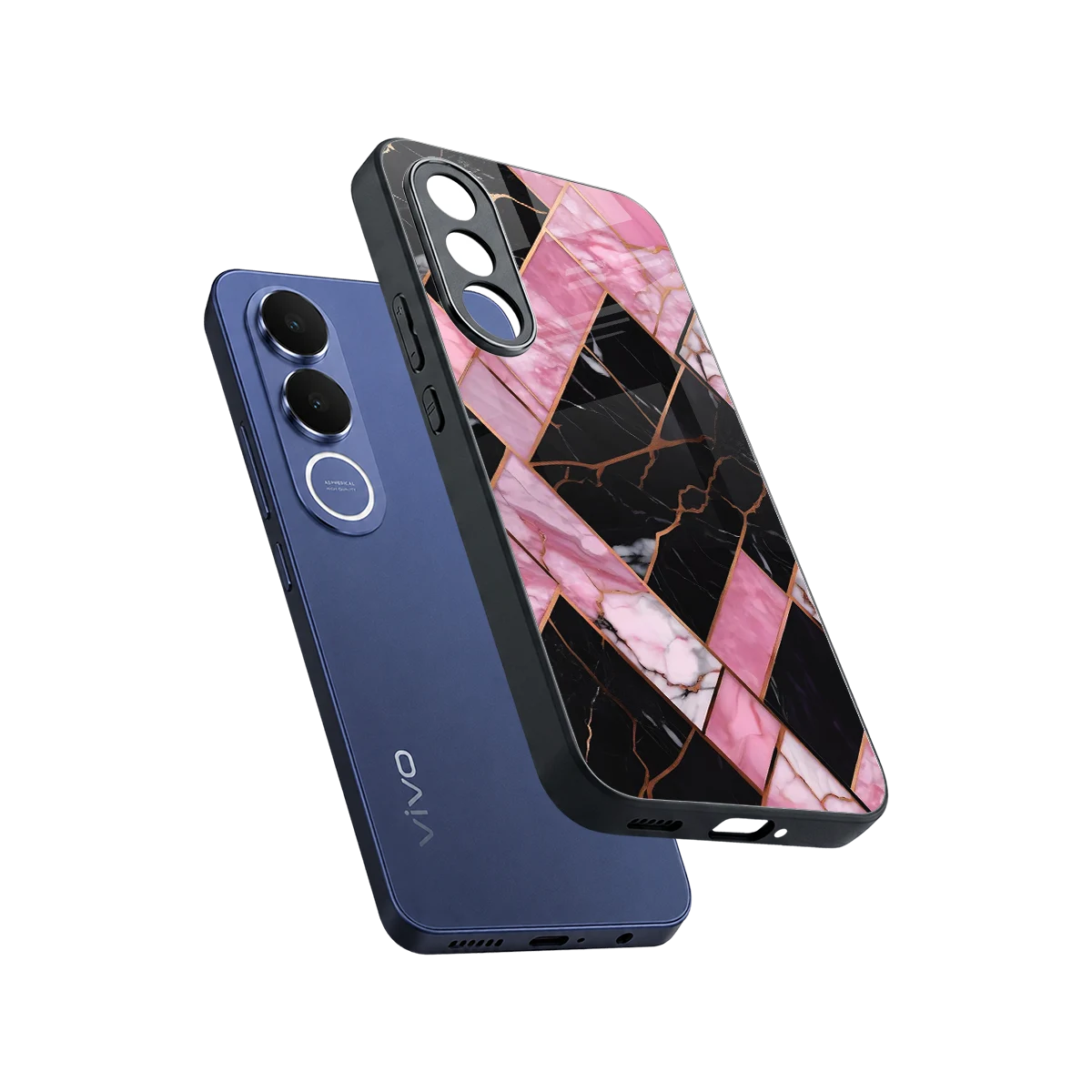 Rose Luxe sleek vivo v70 fe cover with tempered glass back and TPU edges
