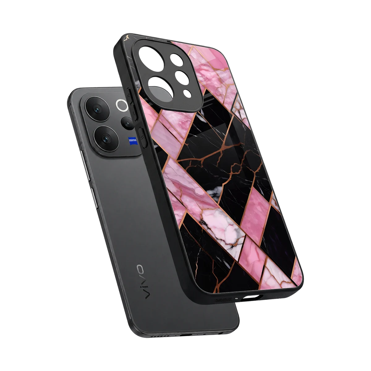 Rose Luxe sleek vivo v70 elite cover with tempered glass back and TPU edges