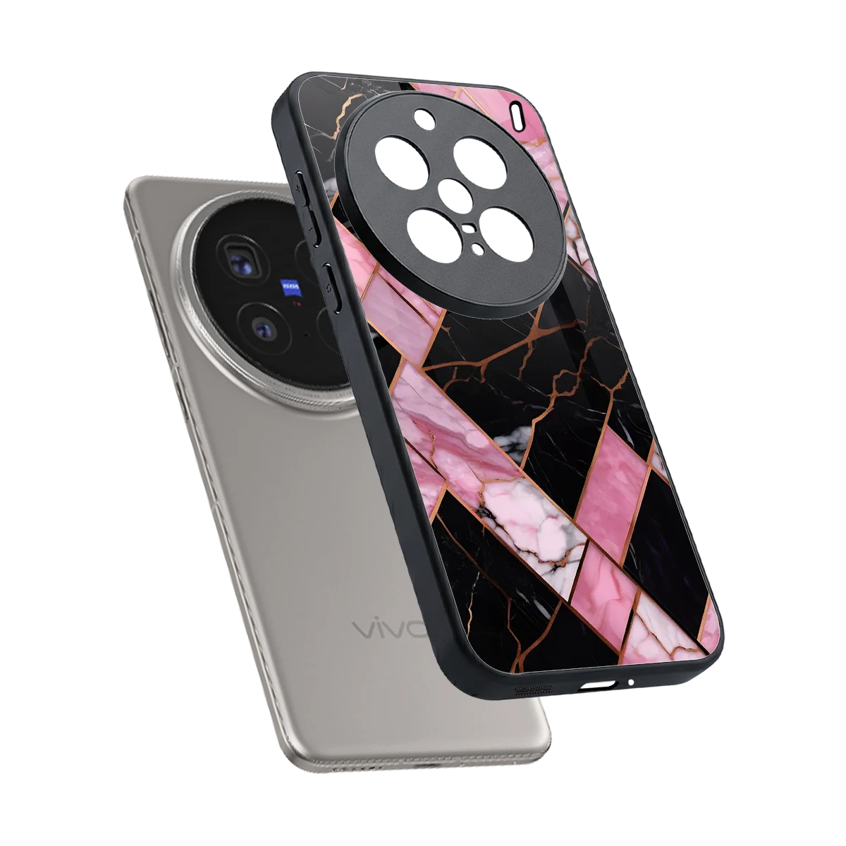 Rose Luxe sleek vivo x200 pro cover with tempered glass back and TPU edges