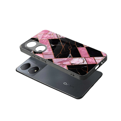 Rose Luxe sleek Vivo-y100 cover with tempered glass back and TPU edges