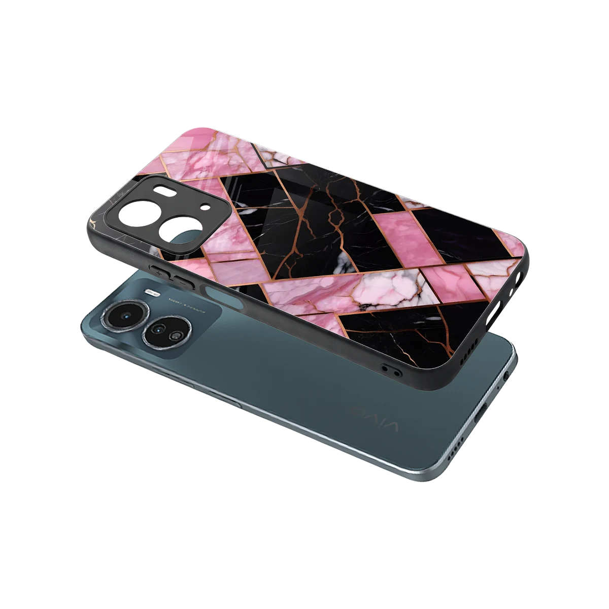 Rose Luxe sleek vivo y16 cover with tempered glass back and TPU edges