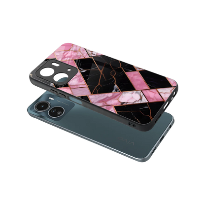 Rose Luxe sleek vivo y16 cover with tempered glass back and TPU edges