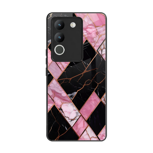 Rose Luxe back phone cover | glass case for vivo y200 5g