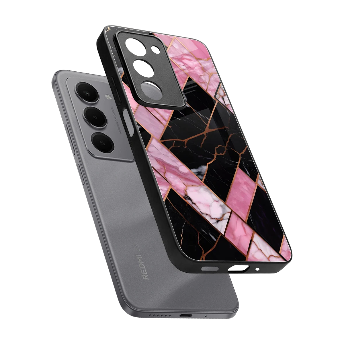 Rose Luxe sleek redmi 15 5g cover with tempered glass back and TPU edges