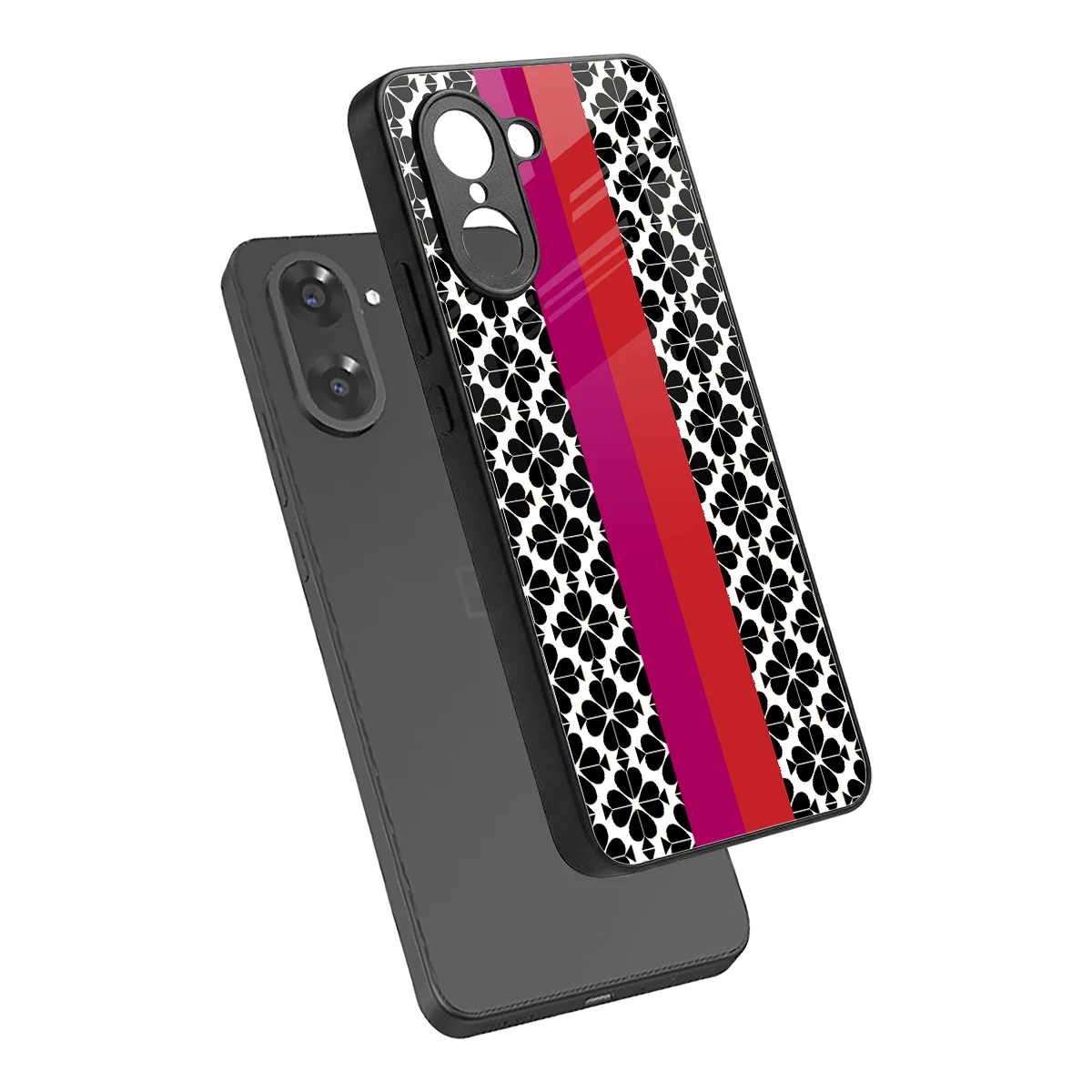 Rosy Noir sleek oneplus nord ce5 5g cover with tempered glass back and TPU edges