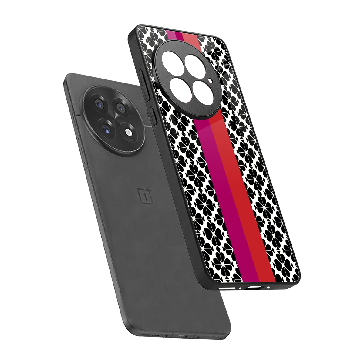 Rosy Noir sleek oneplus 13 cover with tempered glass back and TPU edges