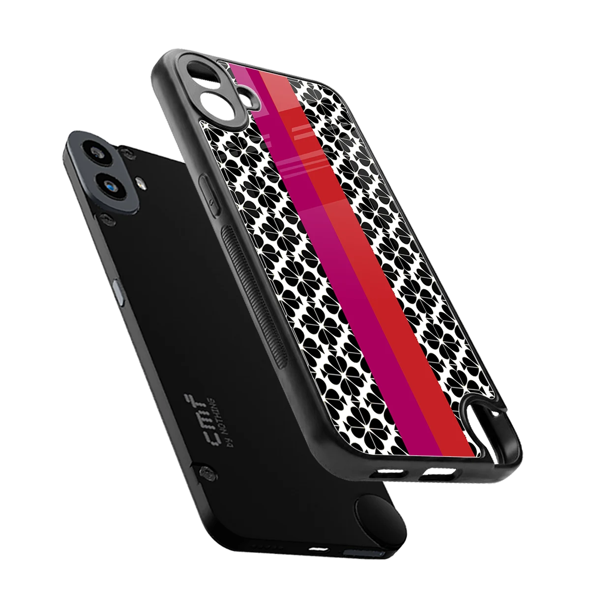 Rosy Noir sleek cmf nothing phone 1 cover with tempered glass back and TPU edges