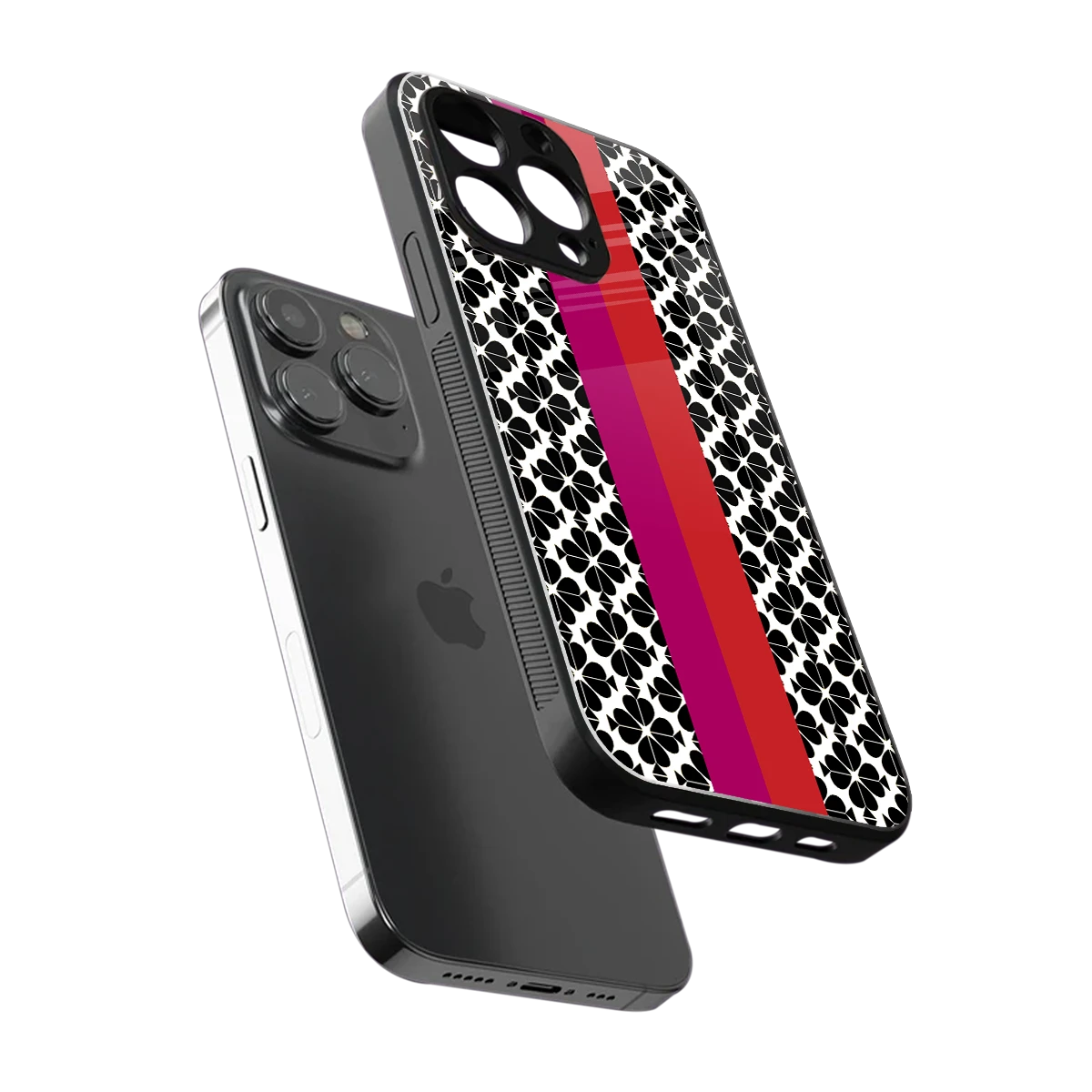 Rosy Noir sleek iphone 13 pro cover with tempered glass back and TPU edges