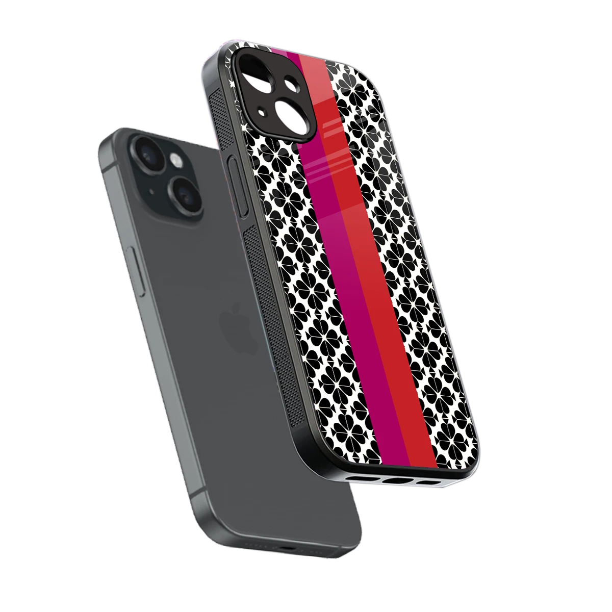 Rosy Noir sleek iphone 13 cover with tempered glass back and TPU edges