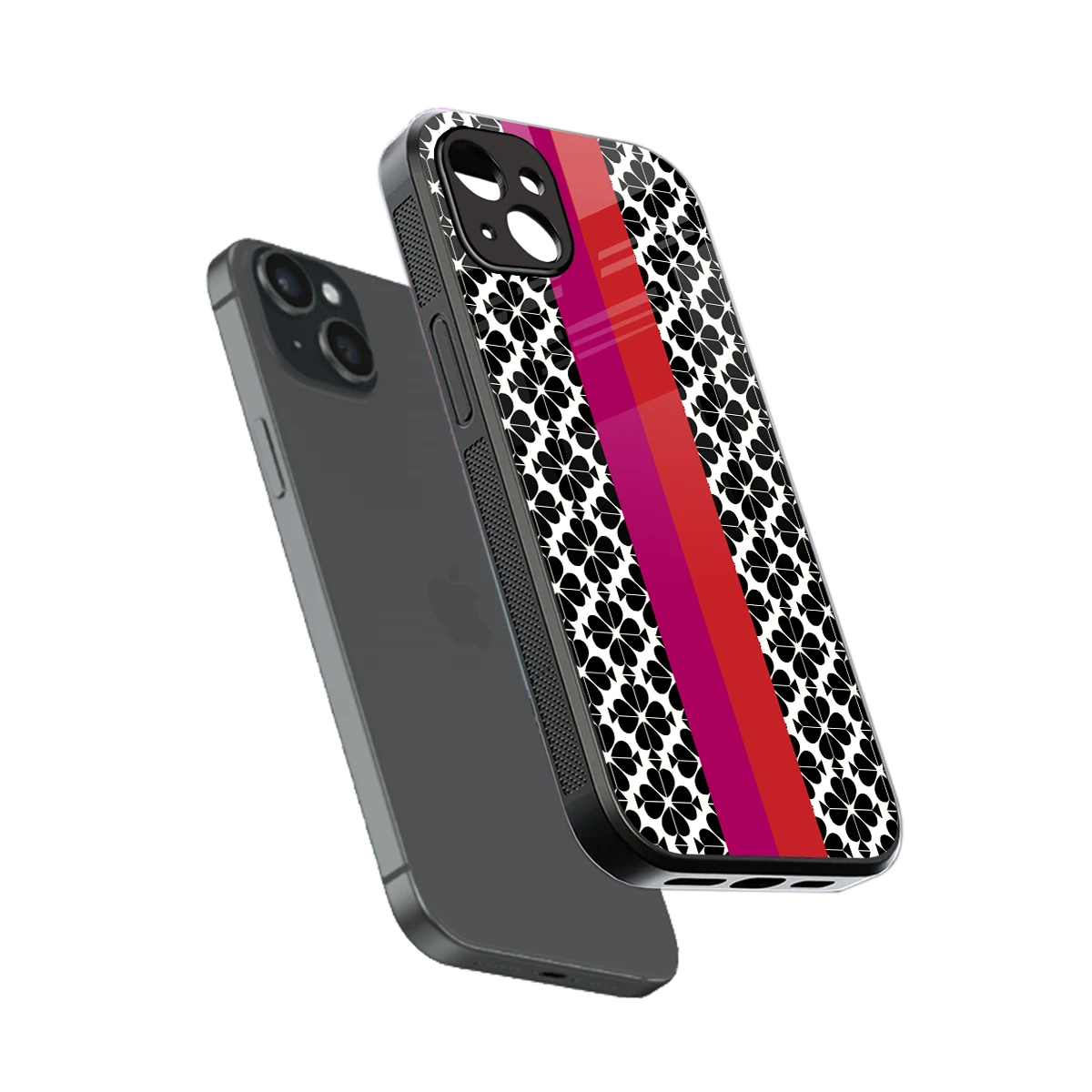 Rosy Noir sleek iphone 15 plus cover with tempered glass back and TPU edges