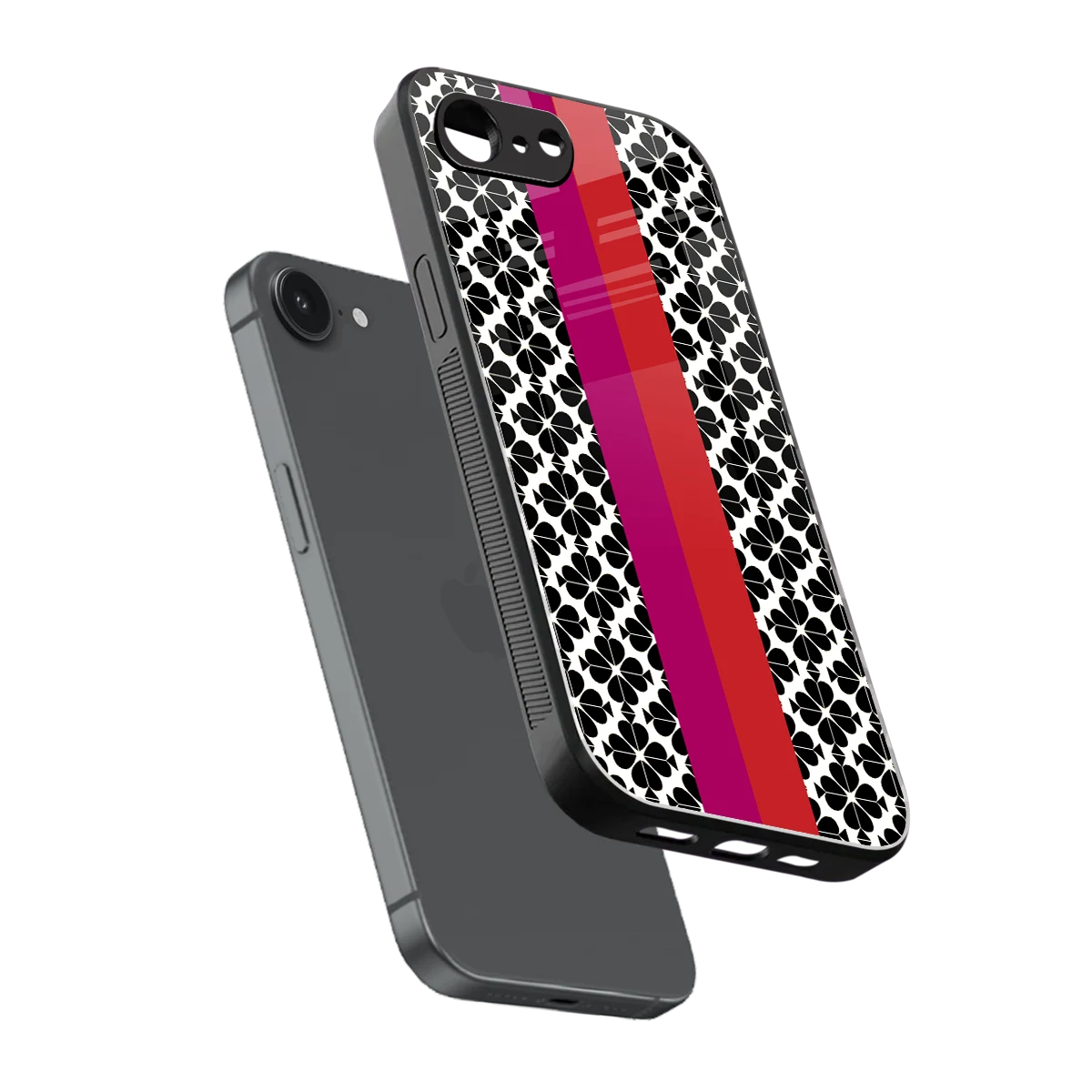 Rosy Noir sleek iphone 16e cover with tempered glass back and TPU edges