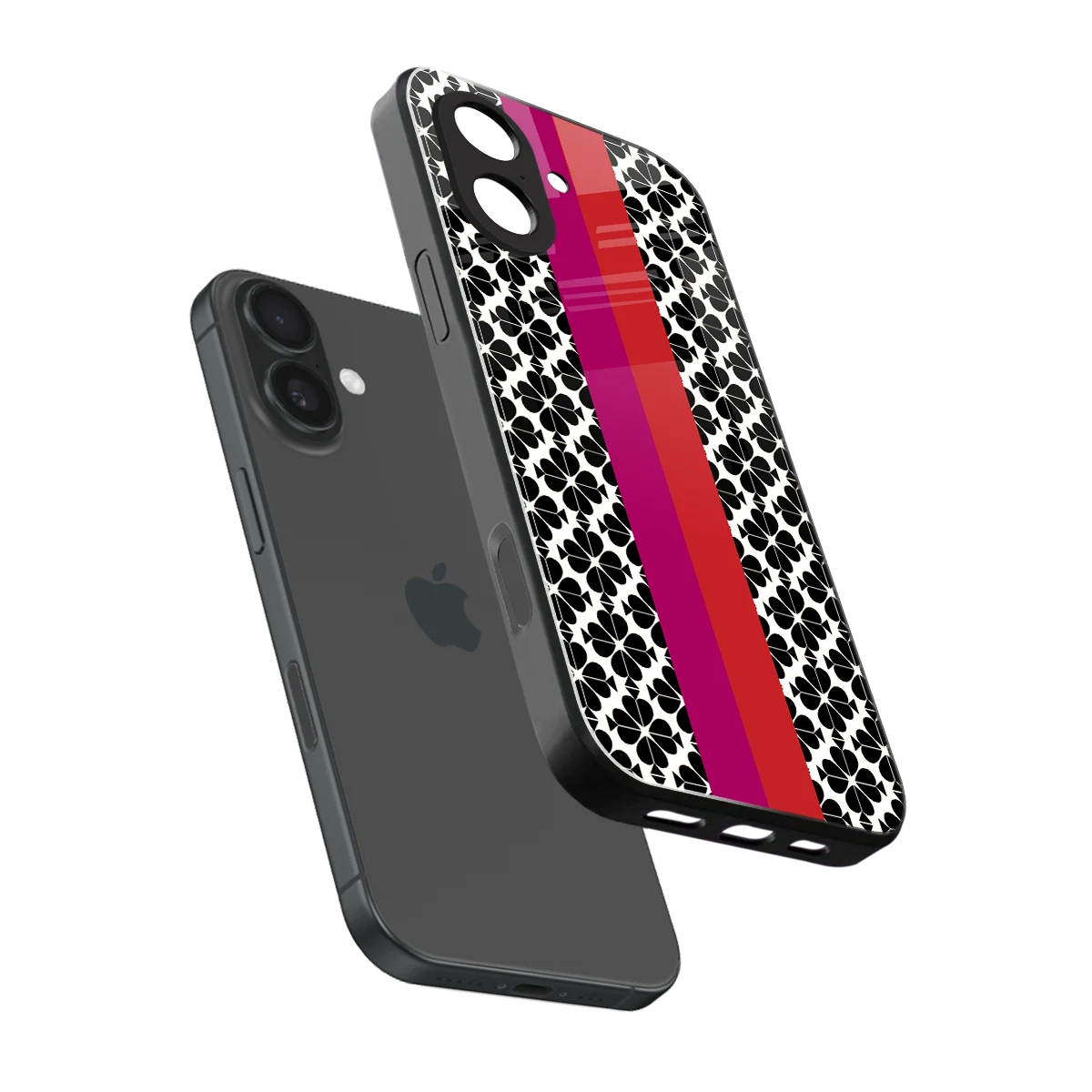 Rosy Noir sleek iphone 17 cover with tempered glass back and TPU edges