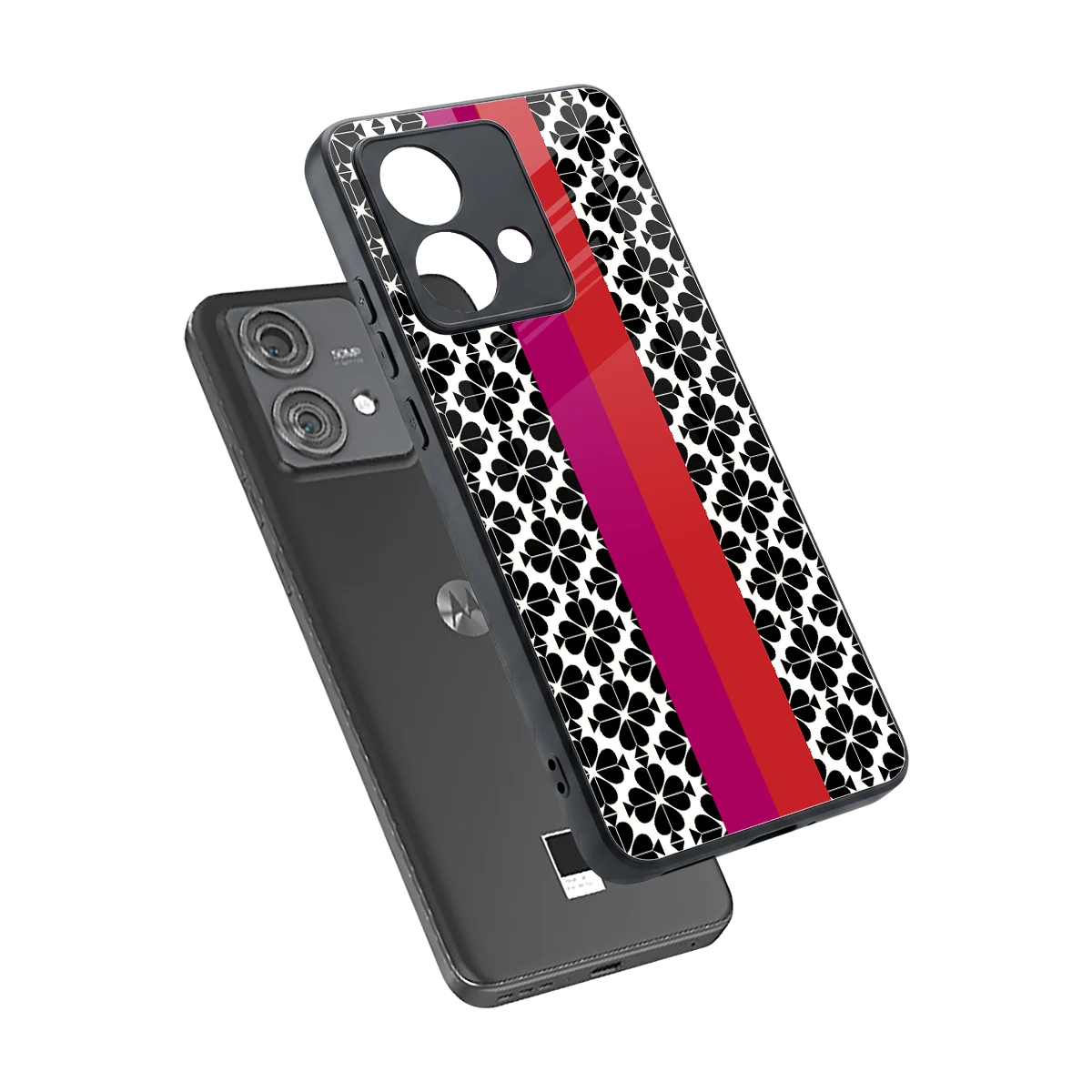 Rosy Noir sleek motorola edge 40 neo 5g cover with tempered glass back and TPU edges