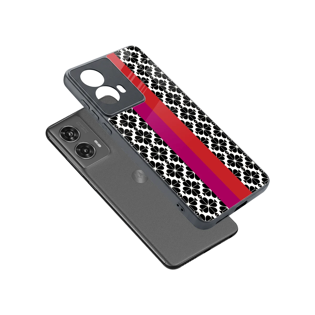 Rosy Noir sleek motorola edge 50 fusion cover with tempered glass back and TPU edges