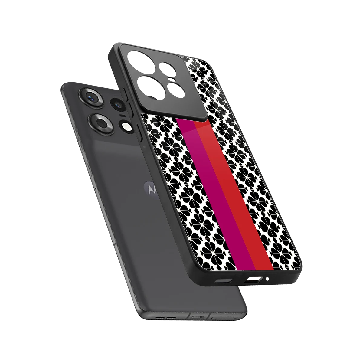 Rosy Noir sleek motorola edge 50 pro cover with tempered glass back and TPU edges