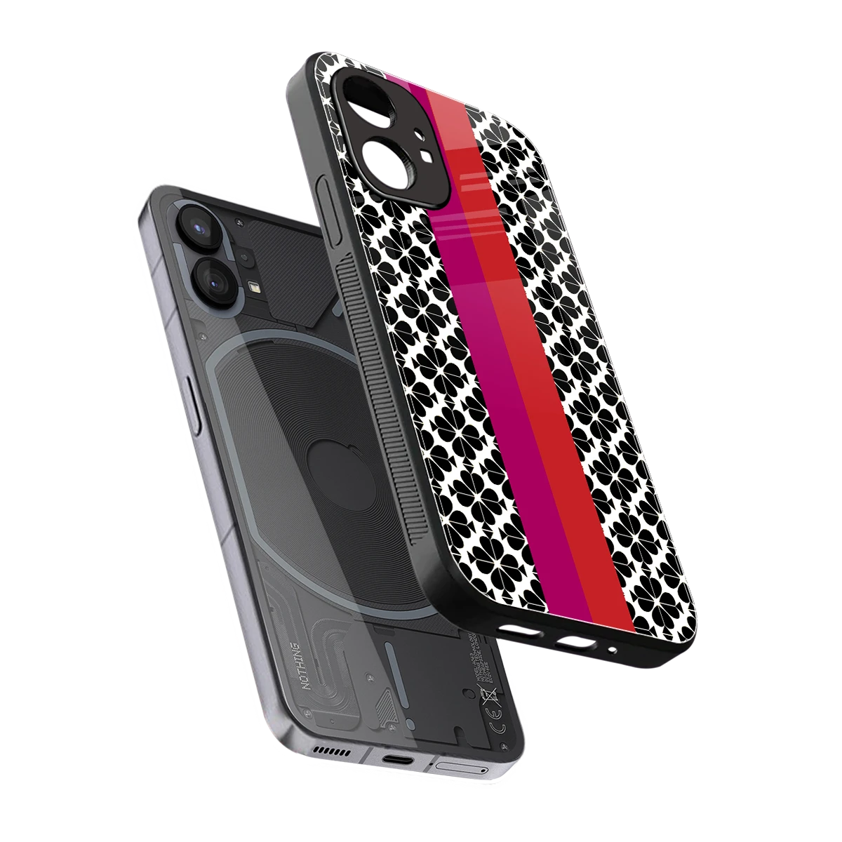 Rosy Noir sleek nothing phone 1 cover with tempered glass back and TPU edges