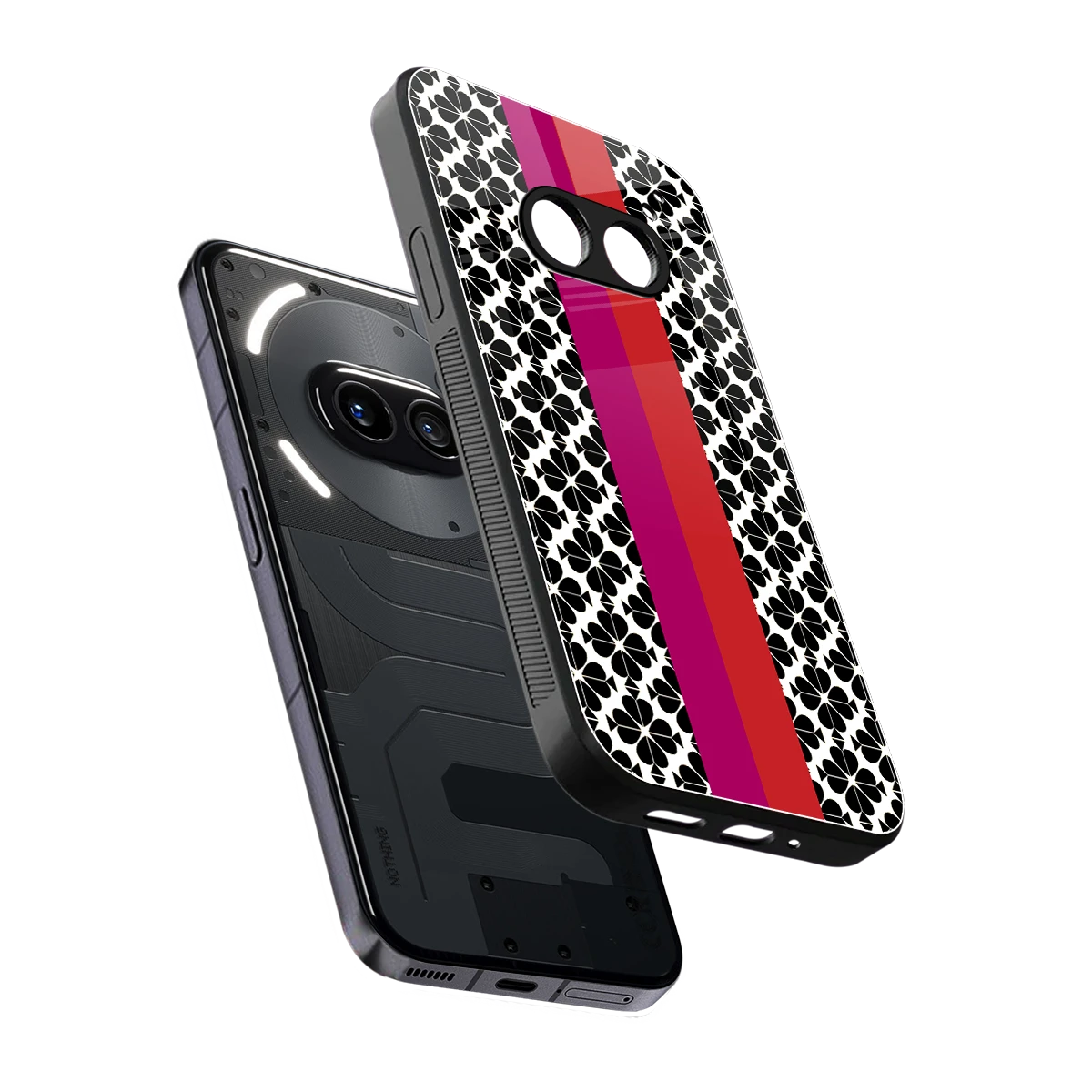 Rosy Noir sleek nothing phone 2a plus cover with tempered glass back and TPU edges