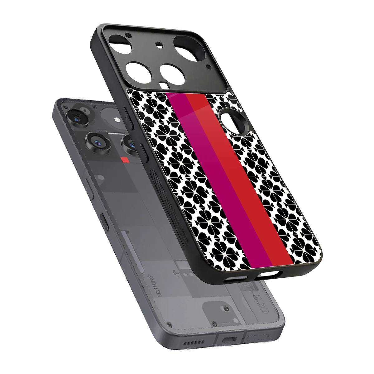 Rosy Noir sleek nothing phone 3 cover with tempered glass back and TPU edges
