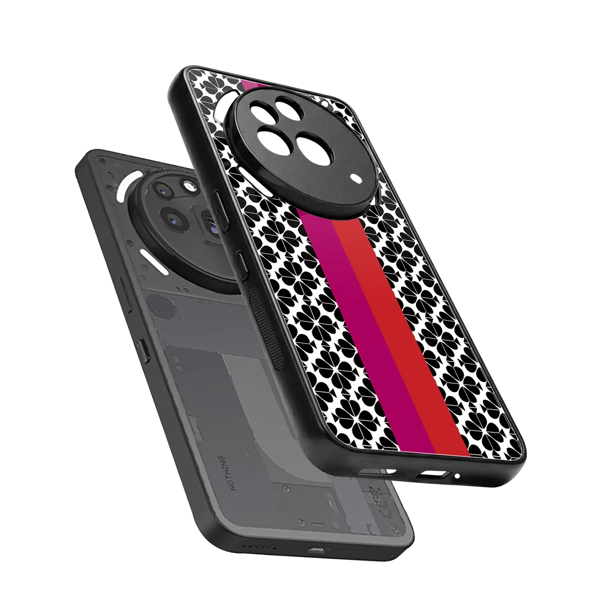 Rosy Noir sleek nothing phone 3a pro cover with tempered glass back and TPU edges