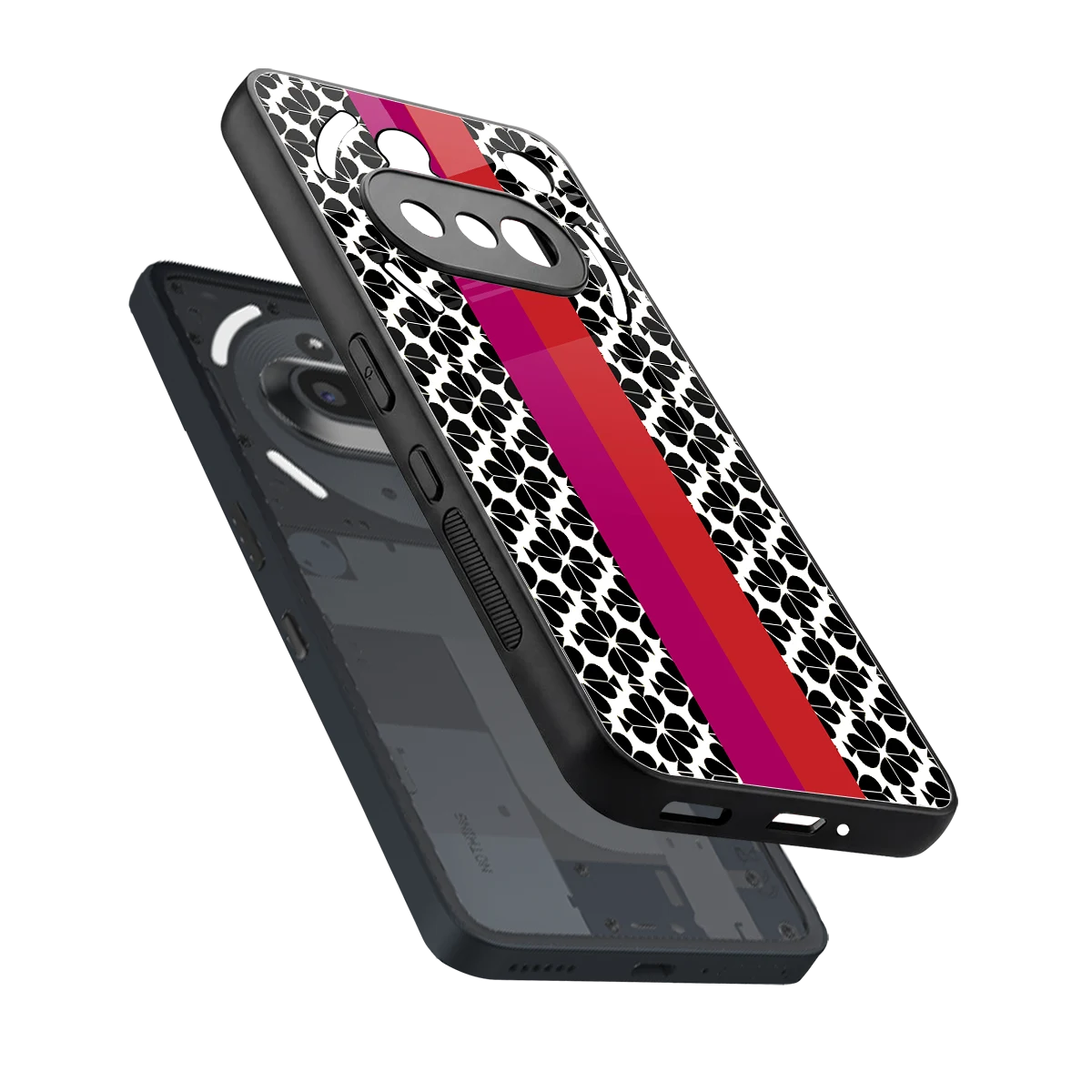 Rosy Noir sleek nothing phone 3a cover with tempered glass back and TPU edges