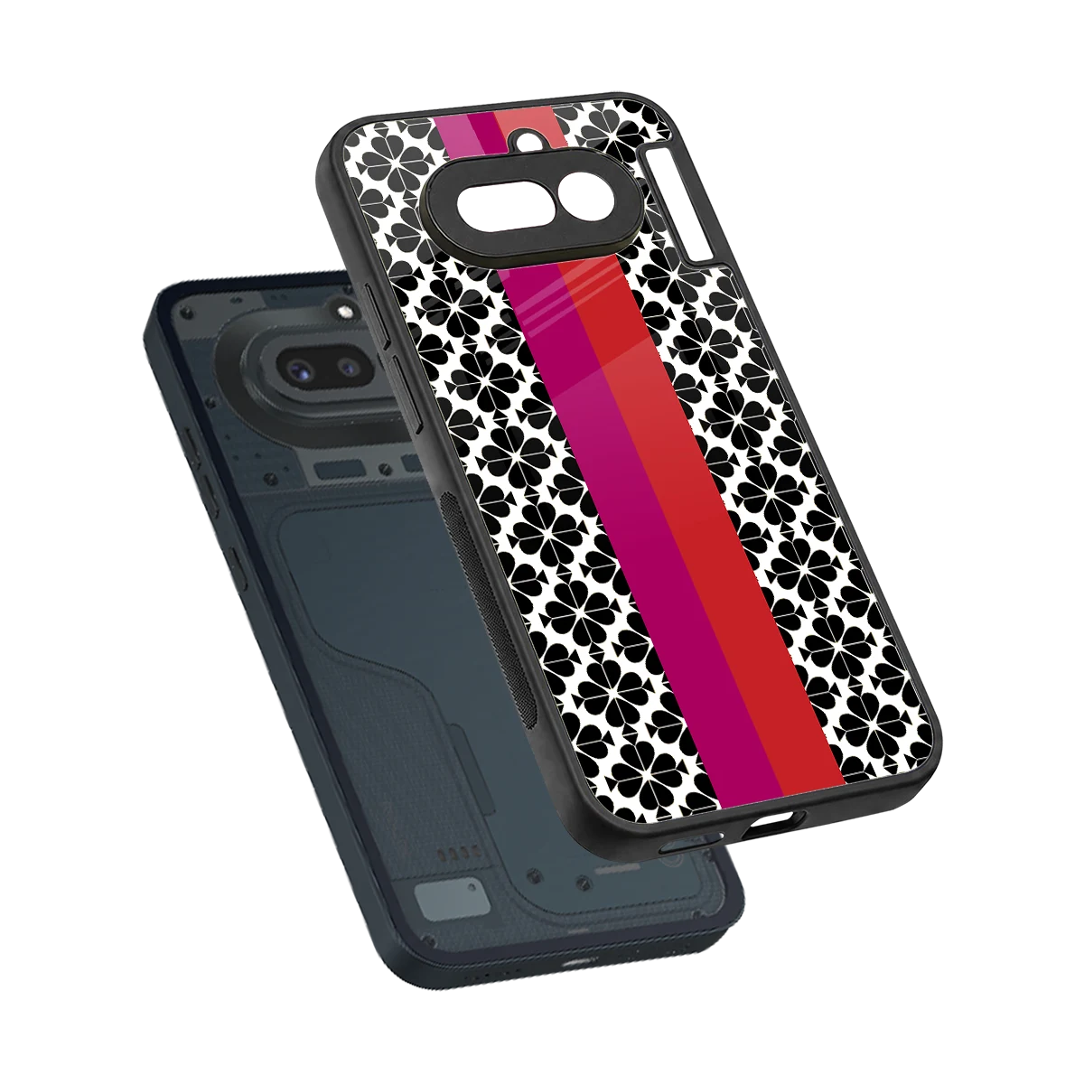 Rosy Noir sleek nothing phone 4a cover with tempered glass back and TPU edges