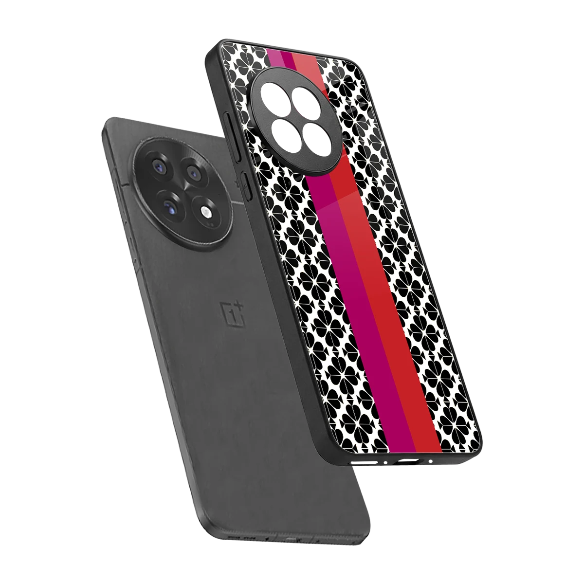 Rosy Noir sleek oneplus 13r cover with tempered glass back and TPU edges