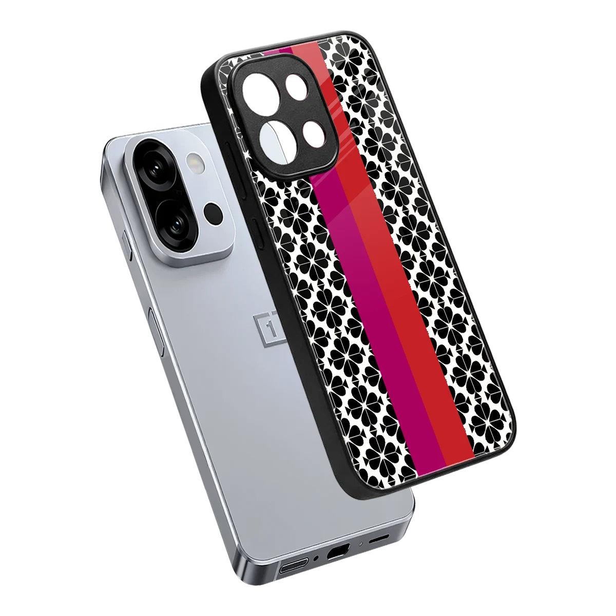 Rosy Noir sleek oneplus 13s cover with tempered glass back and TPU edges