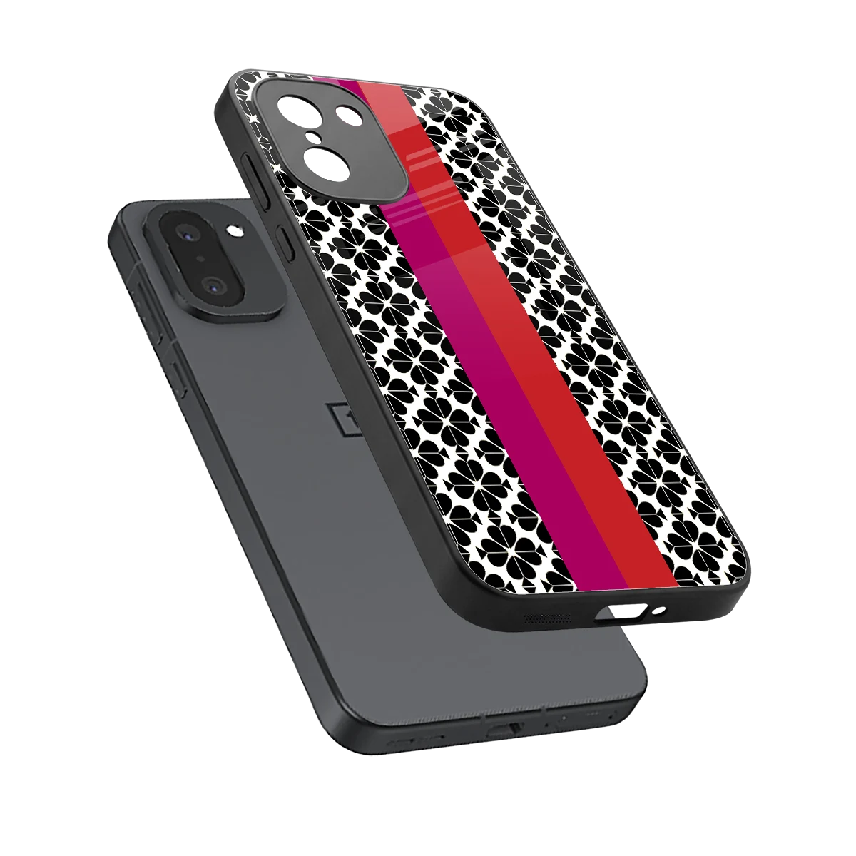 Rosy Noir sleek oneplus 15r cover with tempered glass back and TPU edges