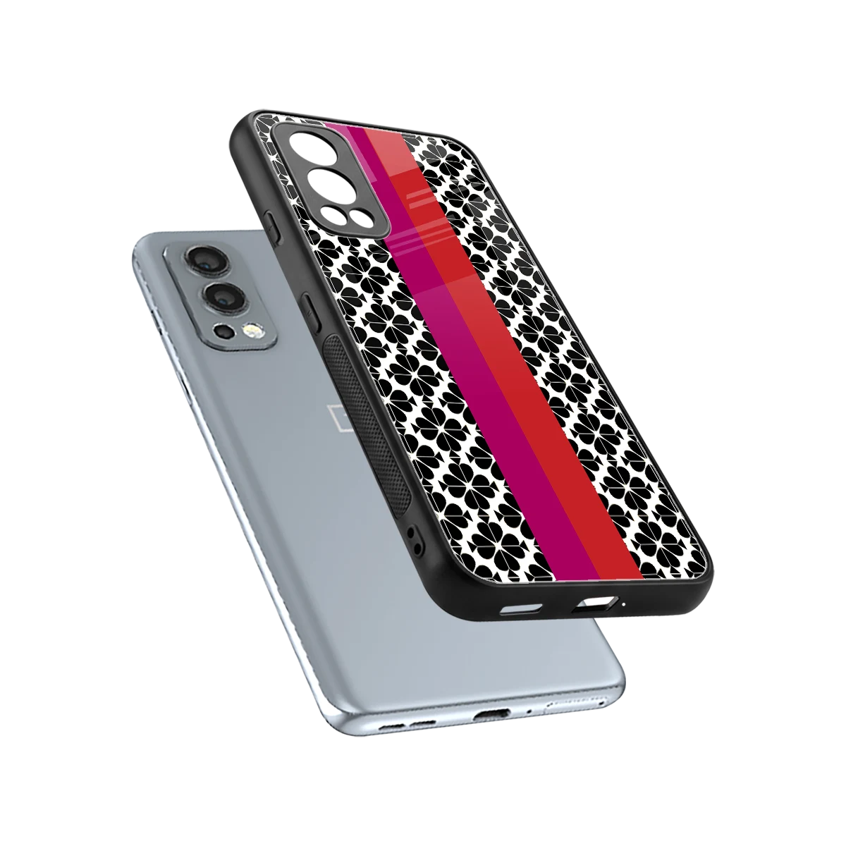 Rosy Noir sleek oneplus nord 2 cover with tempered glass back and TPU edges